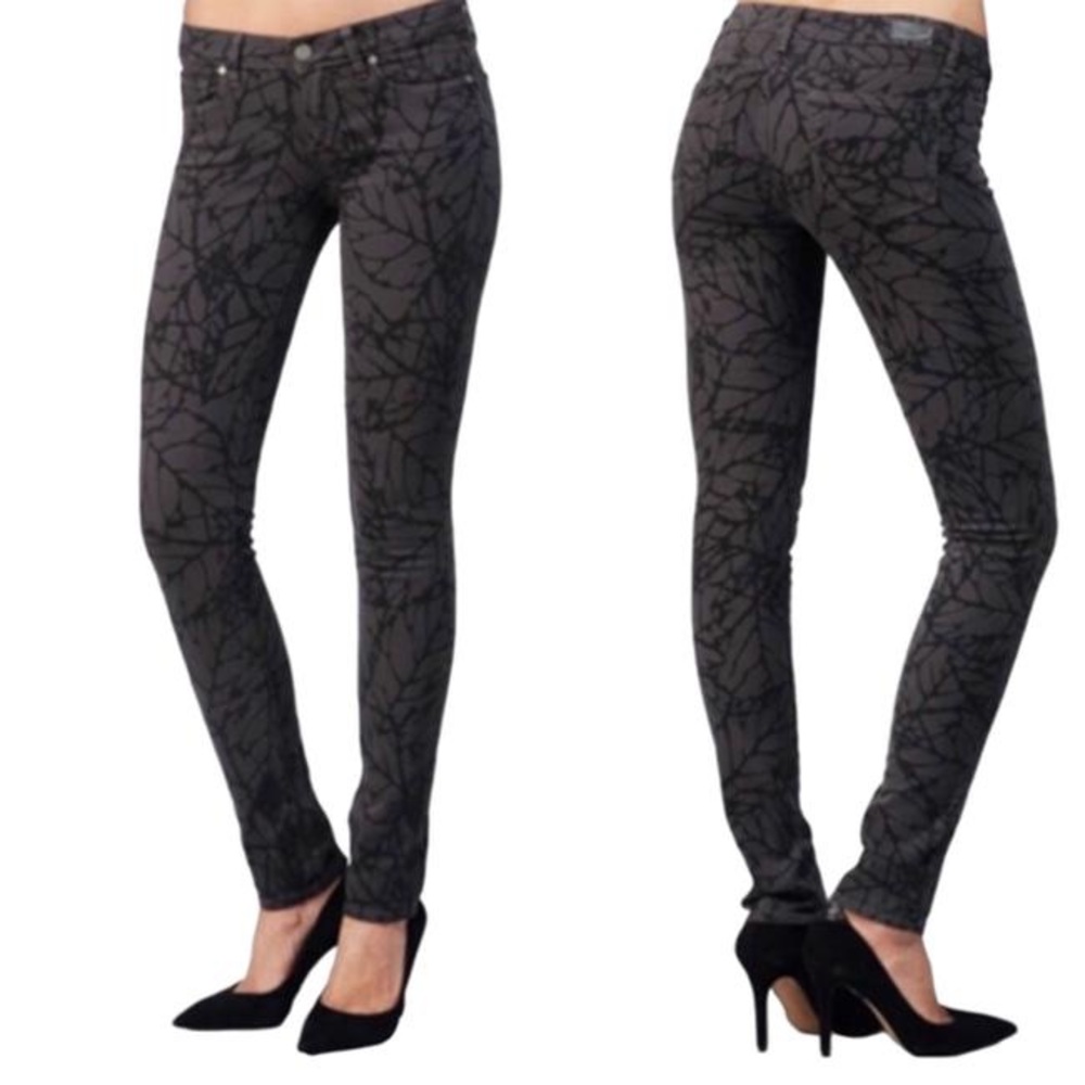 PAIGE Jane Skyline Skinny Camo Leaf Print Gray Jeans Gray Women’s Size 27